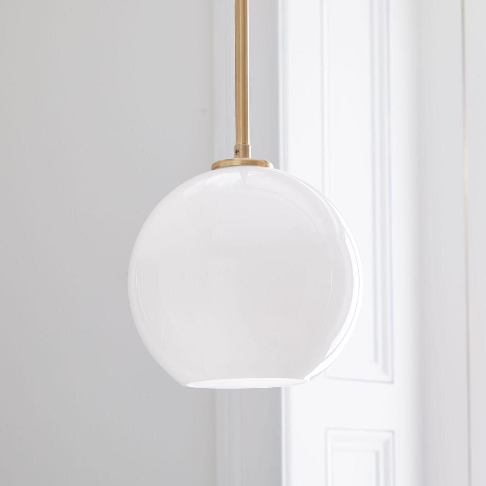 Sculptural Glass Globe Pendant - Milk