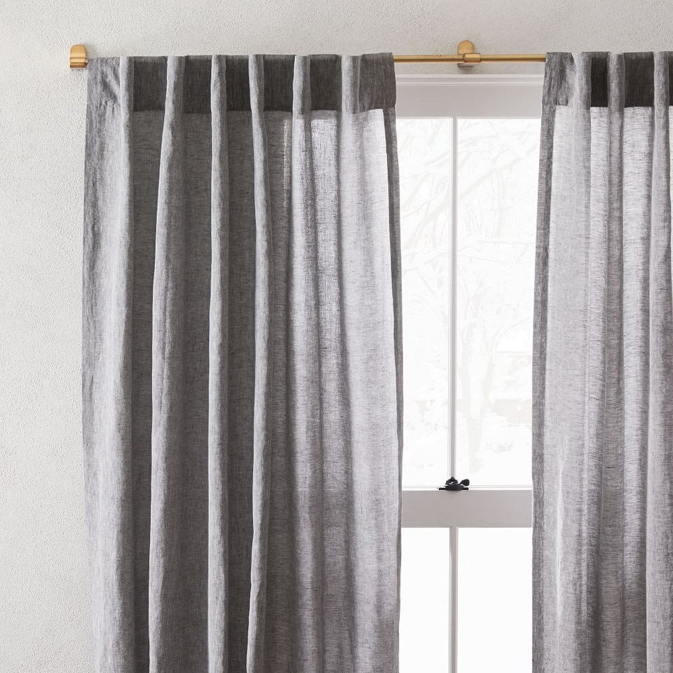 Semi-Sheer European Flax Linen Melange Curtain - Slate