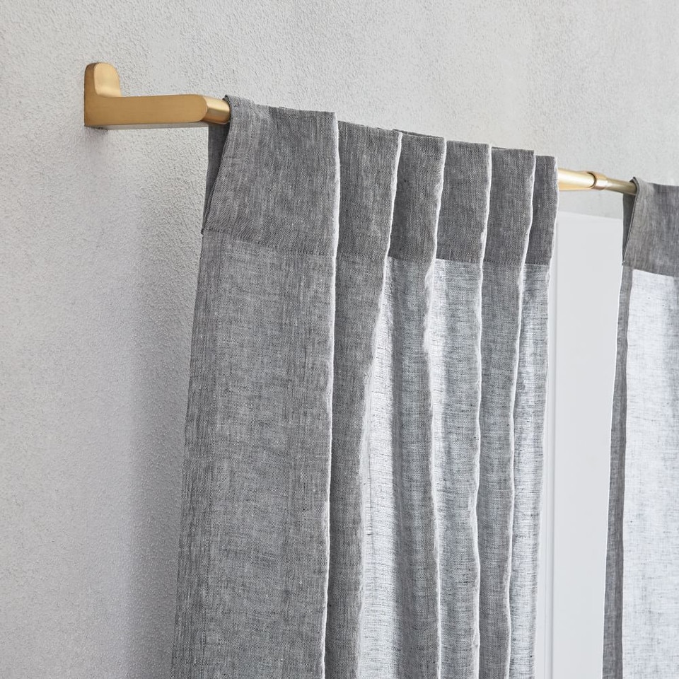 Semi-Sheer European Flax Linen Melange Curtain - Slate