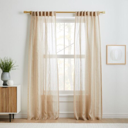 Sheer Linen Cotton Mini Stripe Curtain Natural White West Elm Australia Sheer Linen Cotton Mini Stripe Curtain, Patterned Sheer Curtains Australia
