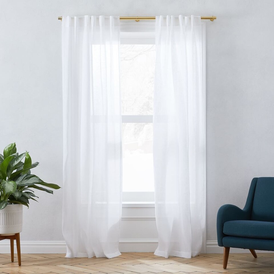 Sheer European Flax Linen Curtain - White
