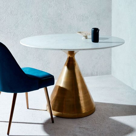 Silhouette Pedestal Round Dining Table White Marble Antique Brass West Elm Australia Silhouette Pedestal Round Dining Table, West Elm White Marble Round Dining Table