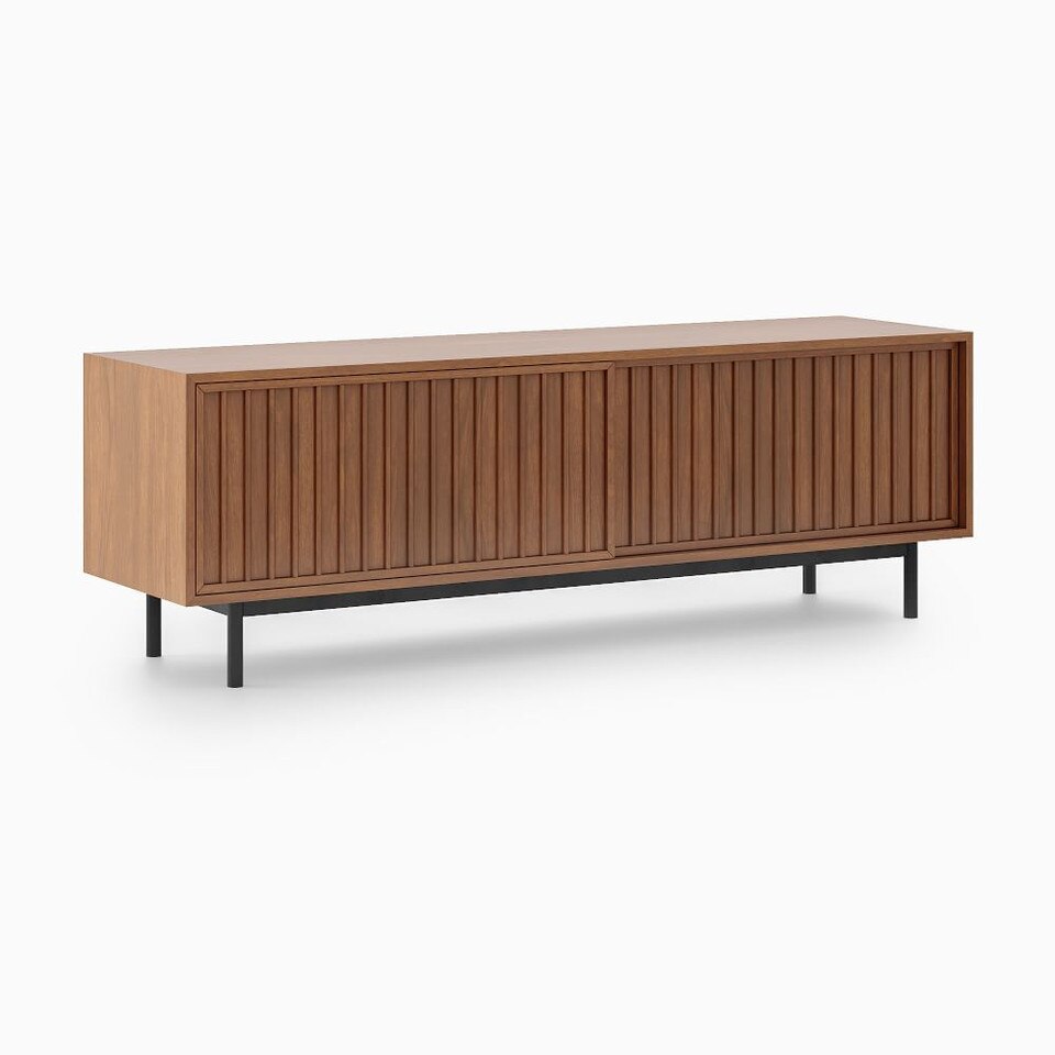 Slatted Media Console (170 cm) - Walnut
