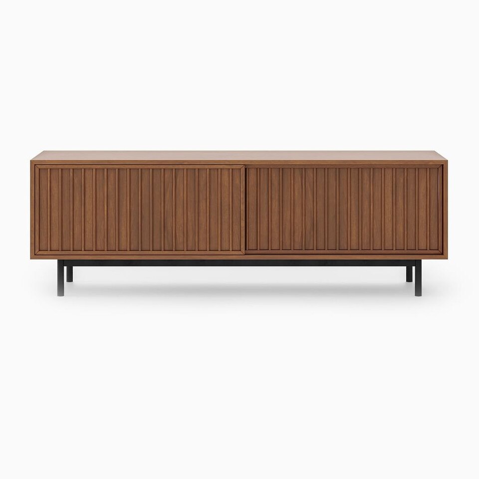 Slatted Media Console (170 cm) - Walnut