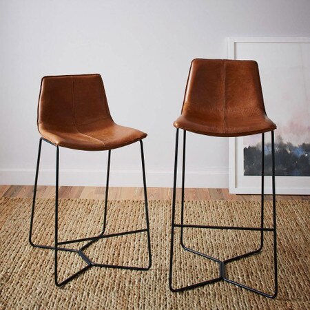 Slope Leather Bar Counter Stools - Real Leather Bar Stools With Backs Slope Leather Bar Counter Stools - Real Leather Bar Stools With Backs