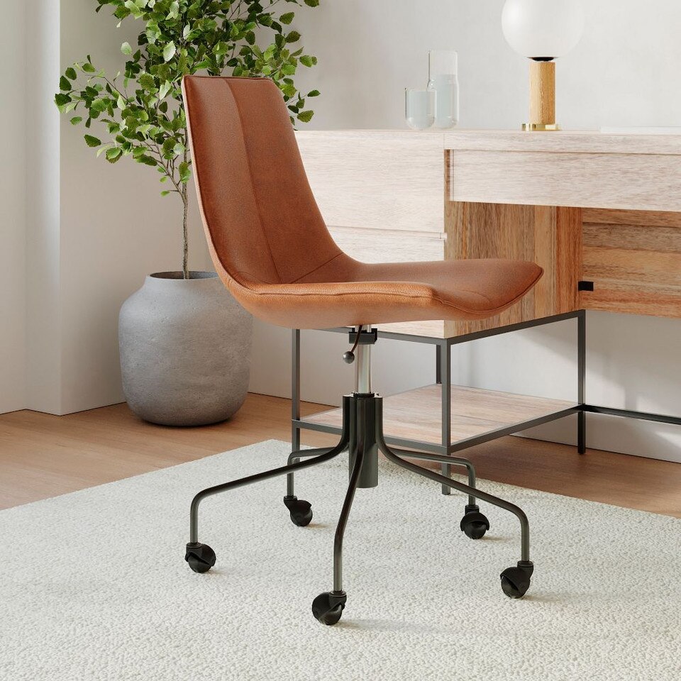 Slope Leather Swivel Office Chair