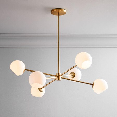 Staggered Glass 6 Light Chandelier Milk