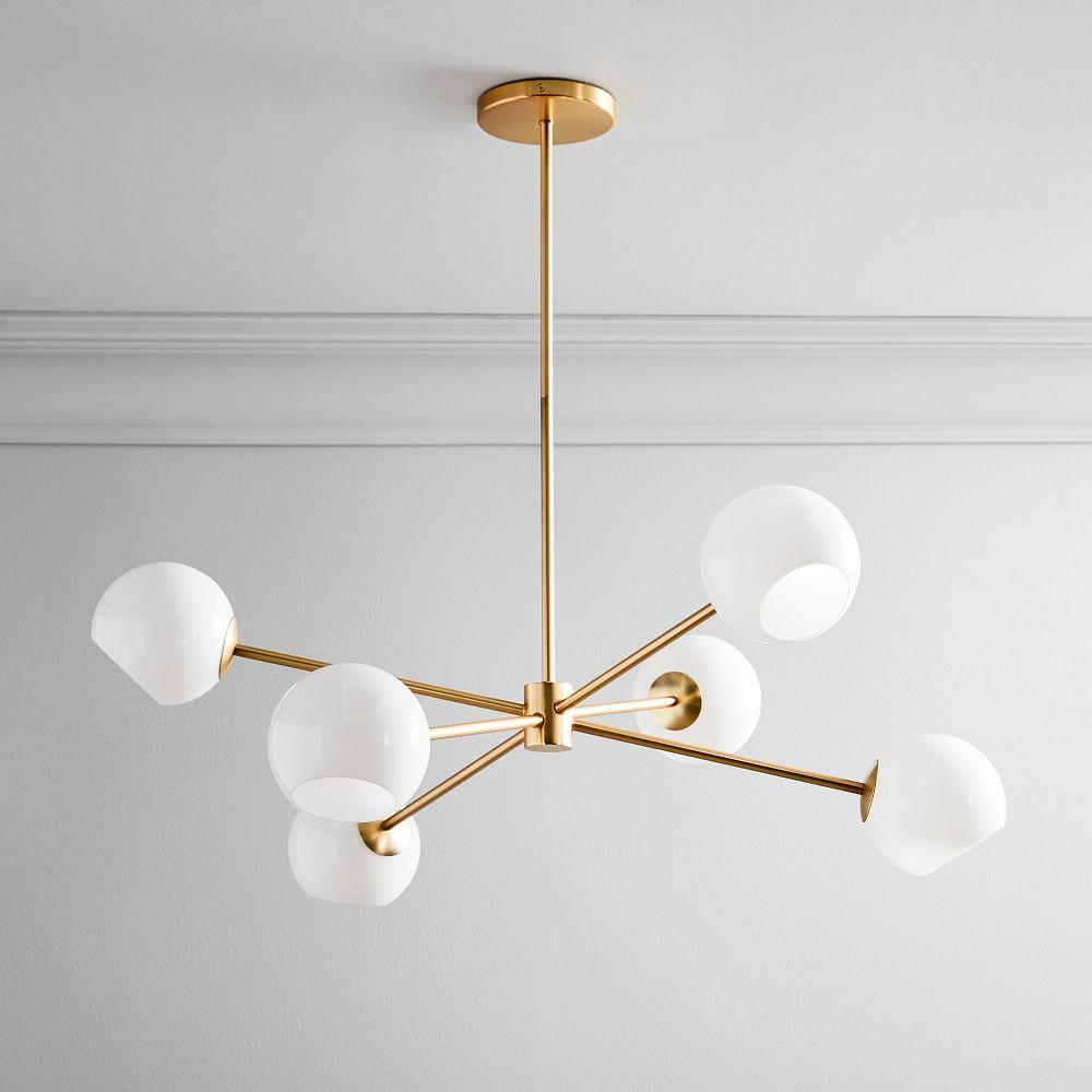 Staggered Glass 6-Light Chandelier - Milk
