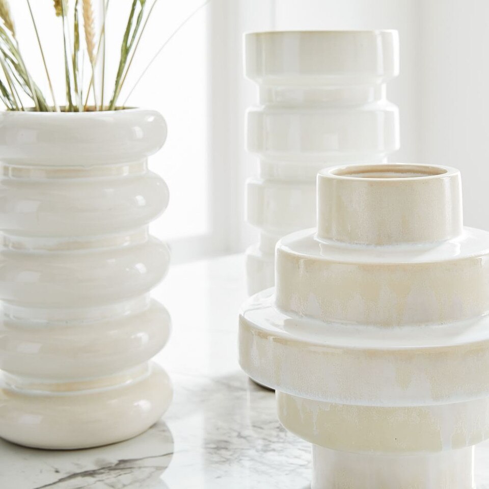 Stepped Form Ceramic Vases