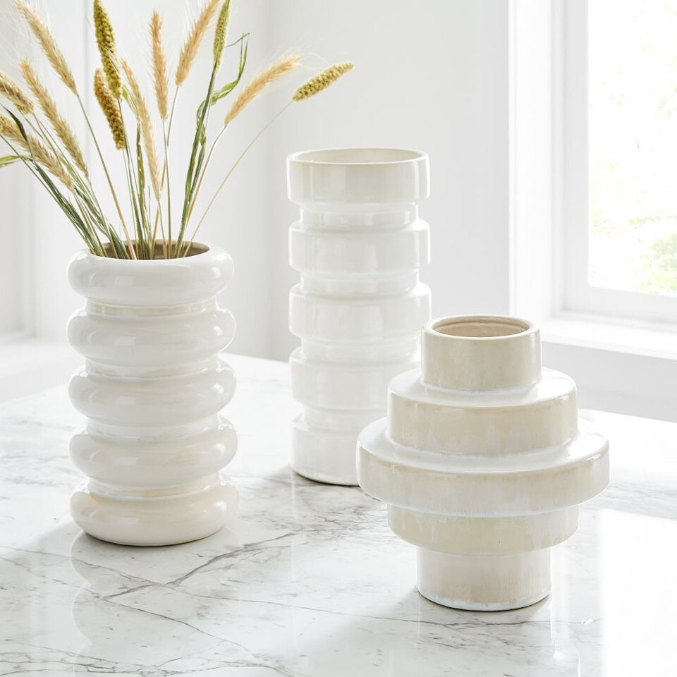 Stepped Form Ceramic Vases
