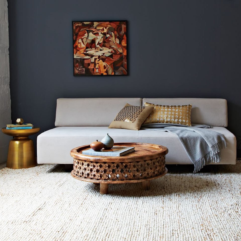 Carved Wood Coffee Table (81 cm)