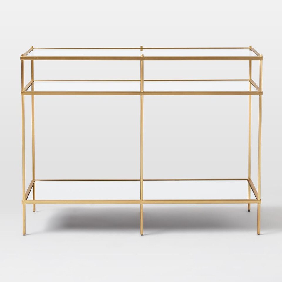 Terrace Console - Glass/Mirror/Antique Brass
