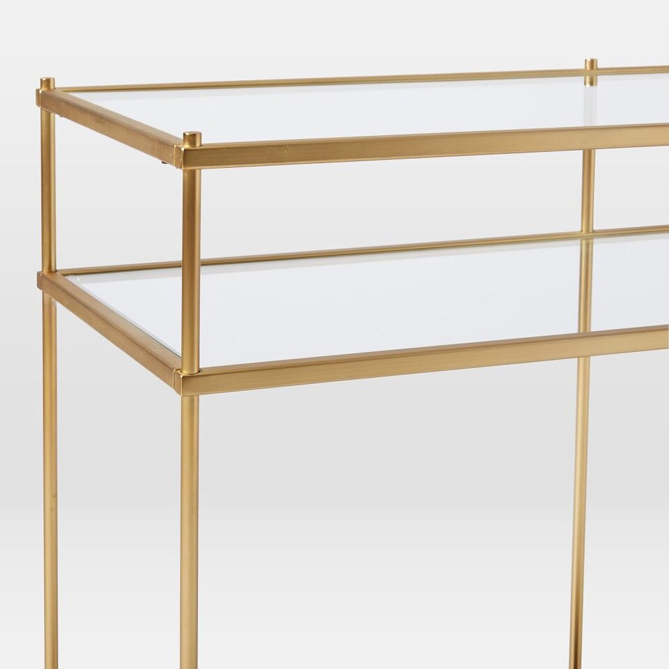 Terrace Console - Glass/Mirror/Antique Brass