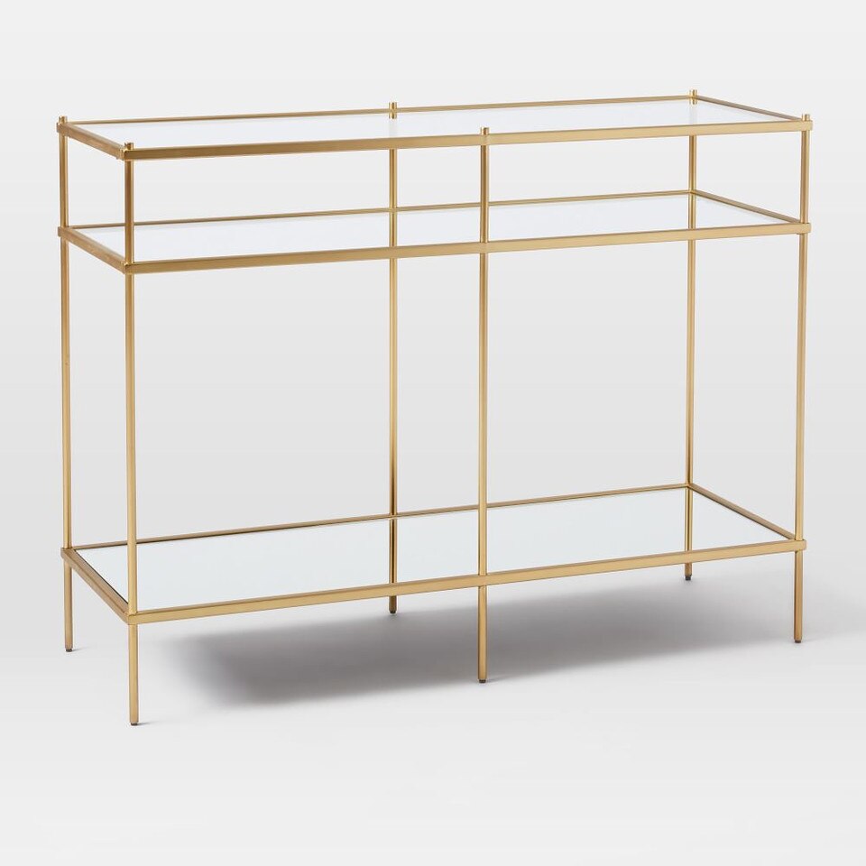 Terrace Console - Glass/Mirror/Antique Brass