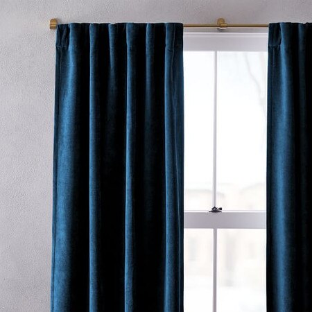 Worn Velvet Curtain Regal Blue West Elm Australia Worn Velvet Curtain Regal Blue West, Royal Blue Velvet Curtains