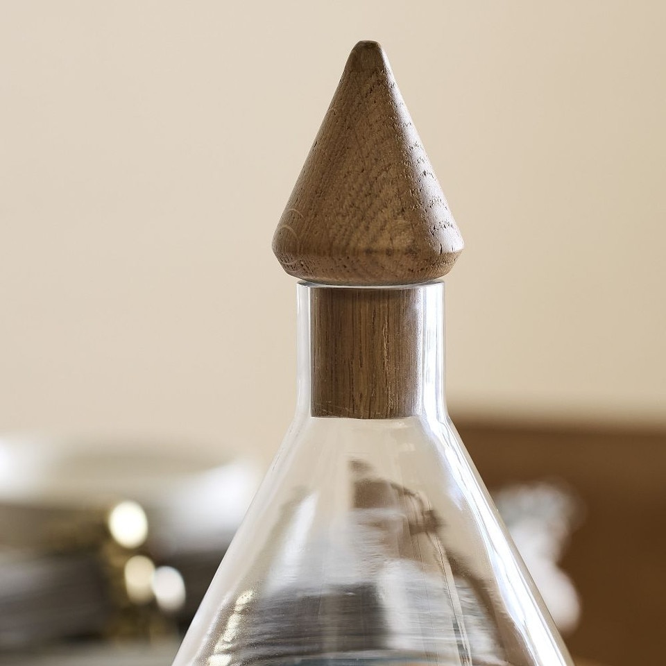 Tiered Tree Wood & Glass Decanter