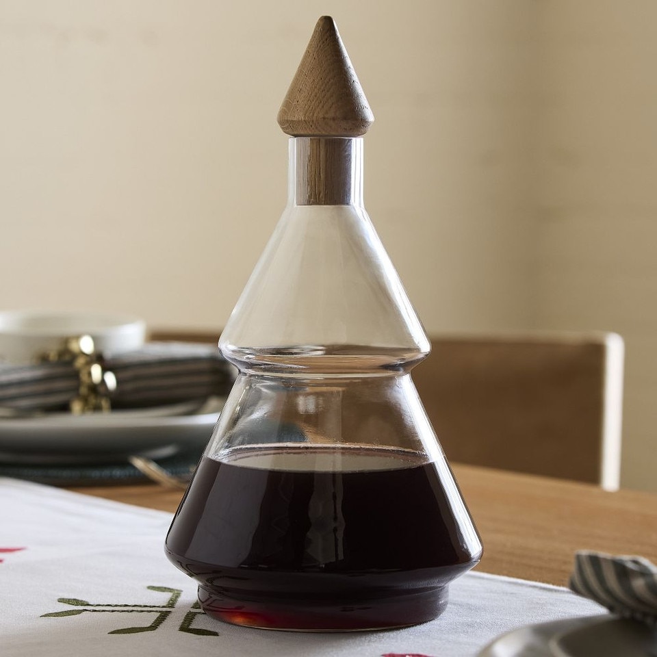 Tiered Tree Wood & Glass Decanter