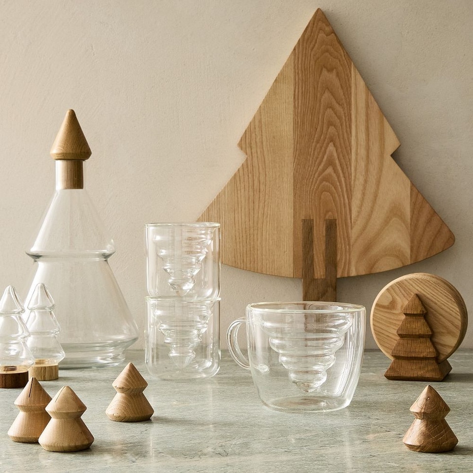 Tiered Tree Wood & Glass Decanter