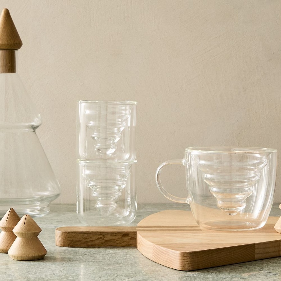 Tiered Tree Wood & Glass Decanter