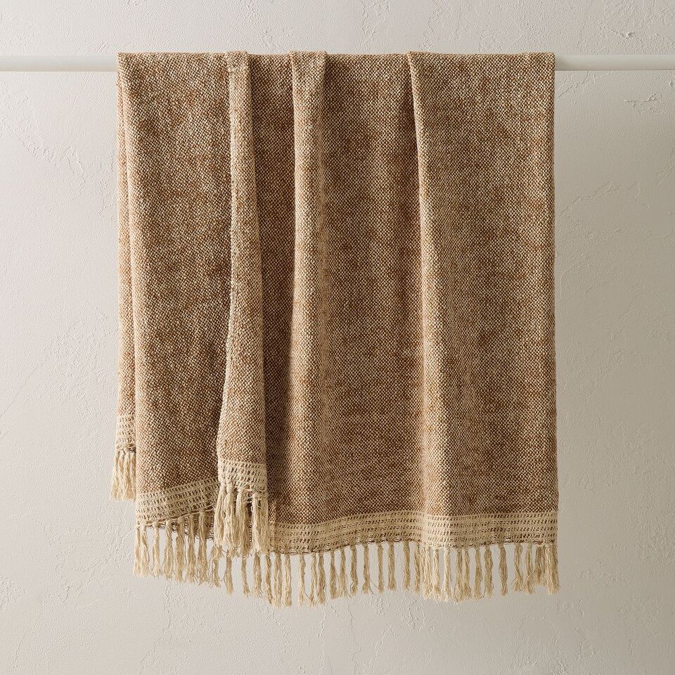 Two-Tone Chunky Linen Throw | West Elm Australia