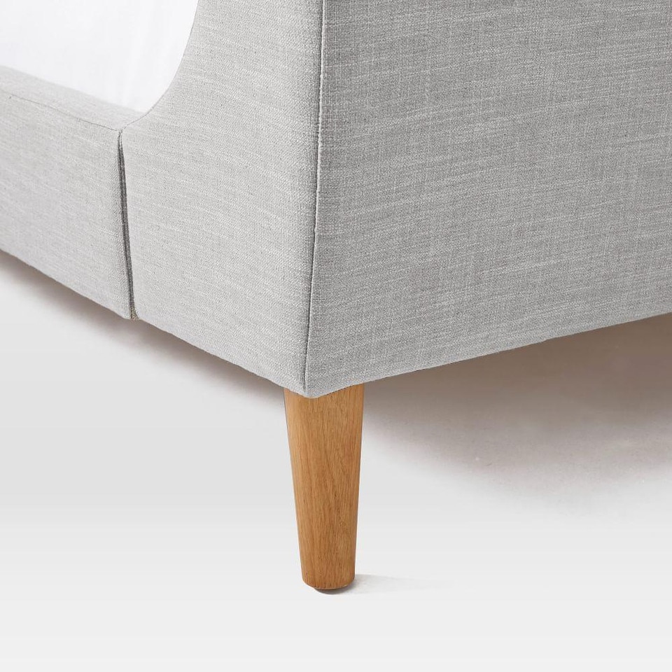 Upholstered Sleigh Bed- Linen Weave, Platinum