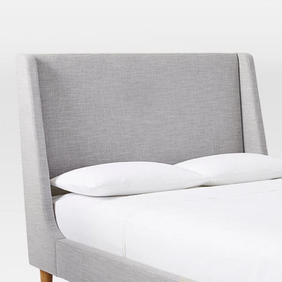Upholstered Sleigh Bed- Linen Weave, Platinum