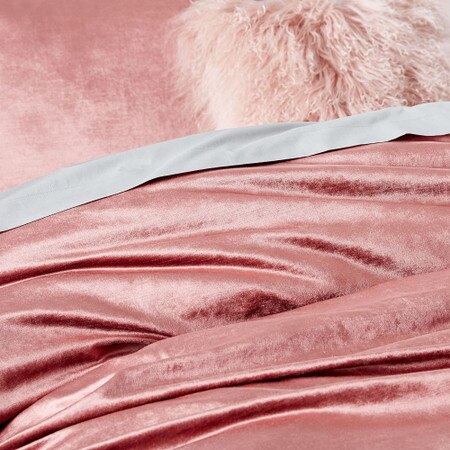 Washed Cotton Lustre Velvet Quilt Cover Pillowcases Pink