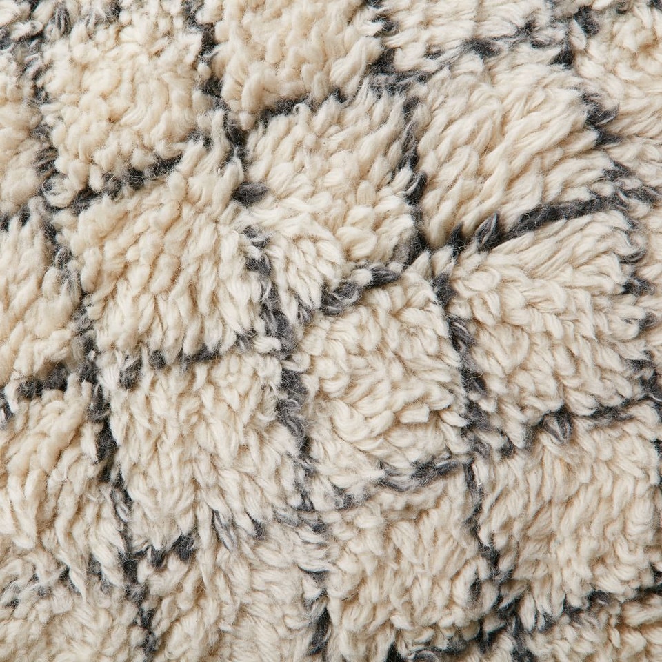 Watercolour Trellis Wool Shag Rug - Ivory