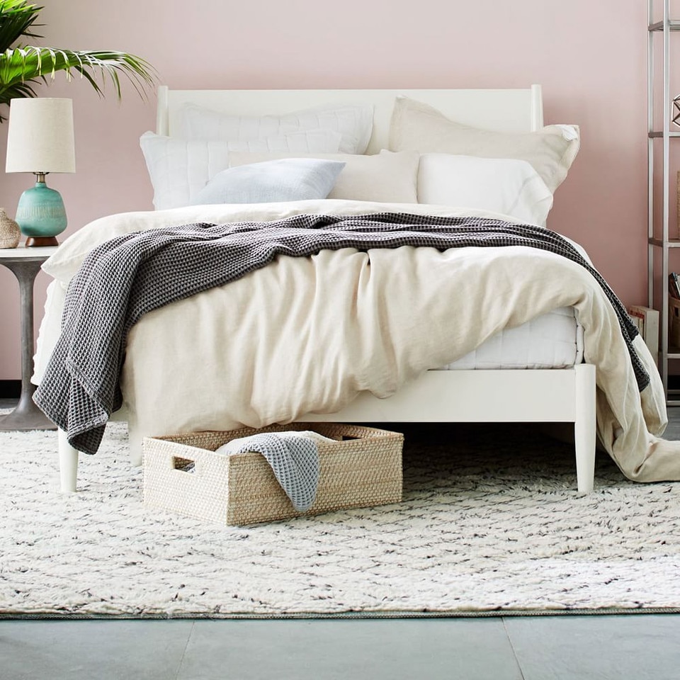 Watercolour Trellis Wool Shag Rug - Ivory