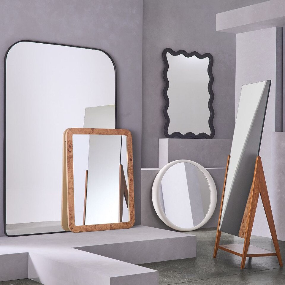 Wavy Wood Wall Mirror - 89 cm W x 120 cm H