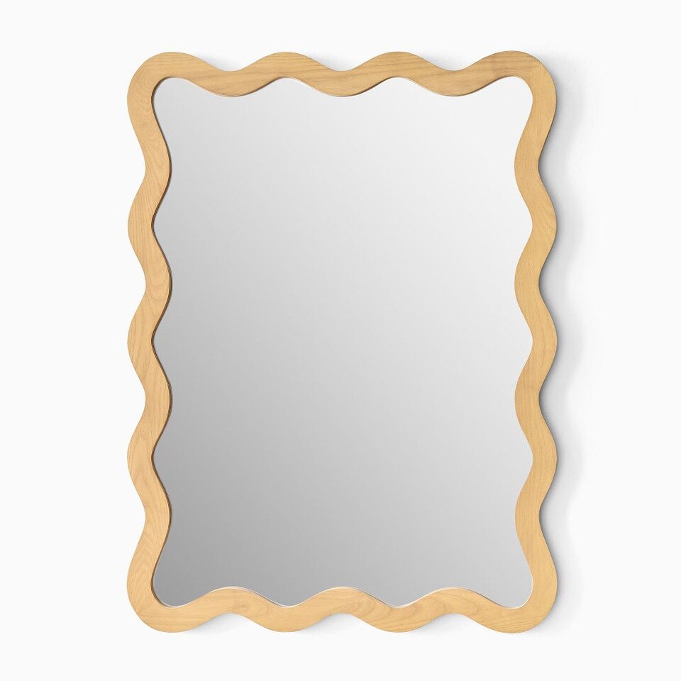 Wavy Wood Wall Mirror - 89 cm W x 120 cm H