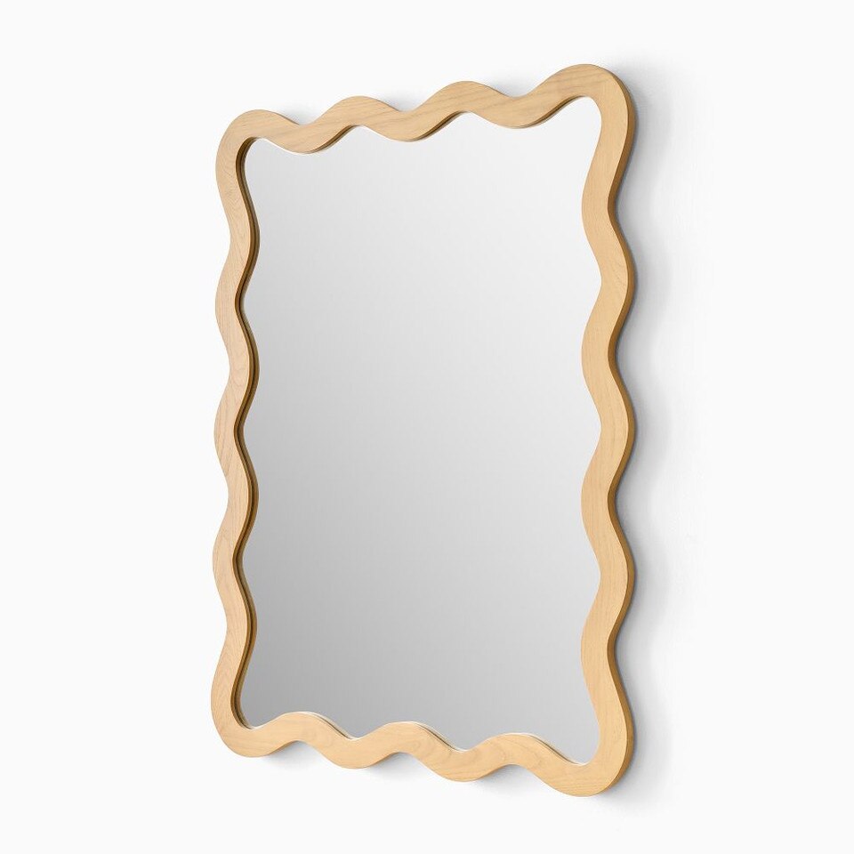 Wavy Wood Wall Mirror - 89 cm W x 120 cm H