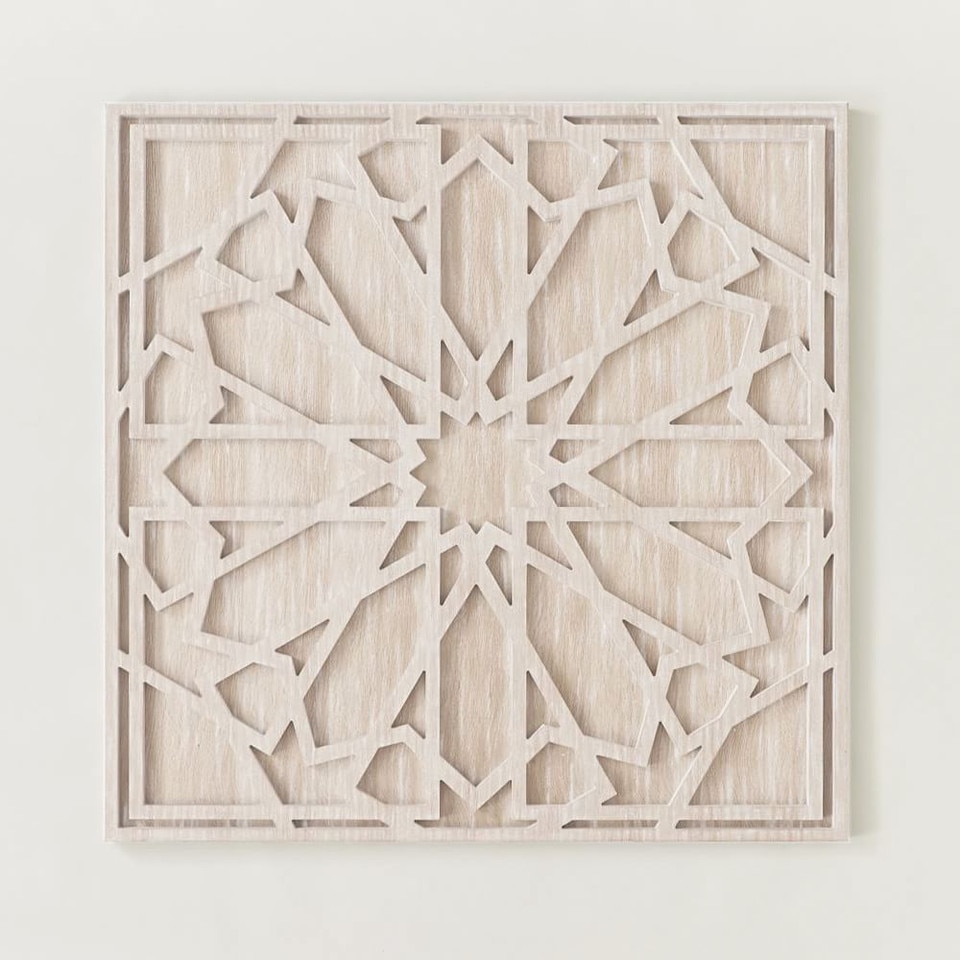 Graphic Wood Wall Art - Whitewashed (Square)