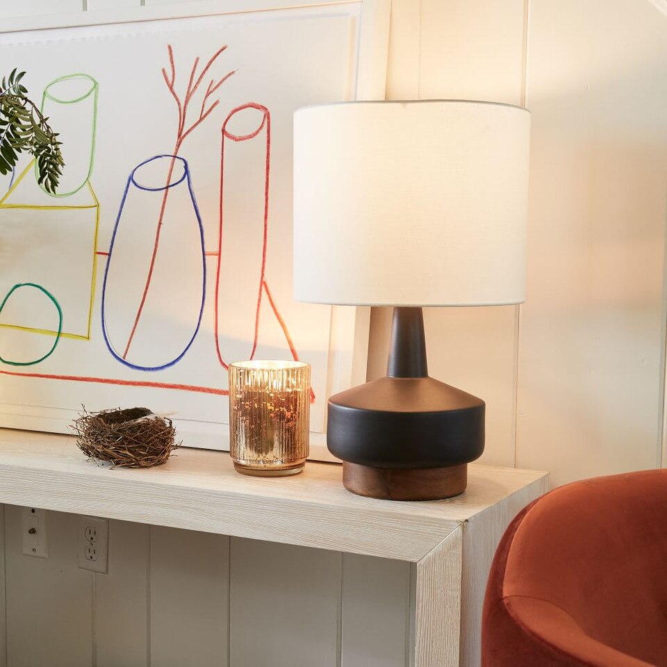 Wood & Ceramic Table Lamp (55 cm)