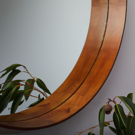 Wood Frame Ledge Round Wall Mirror, Large Wooden Wall Mirror Au