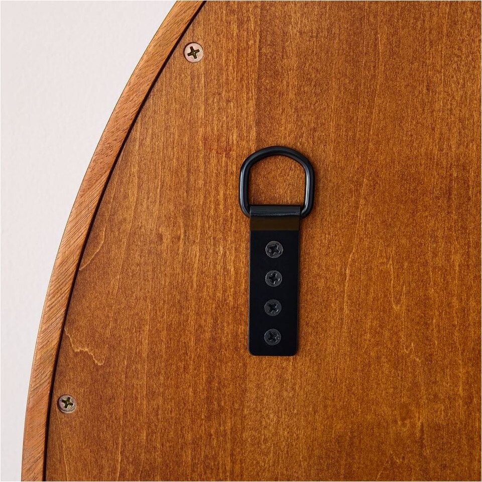 Wood Frame Ledge Round Wall Mirror