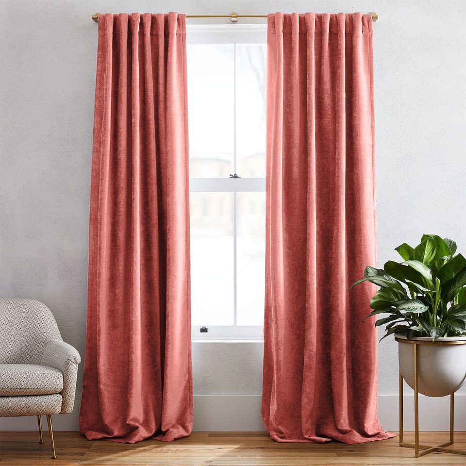Worn Velvet Curtain Blackout Lining Pink Grapefruit
